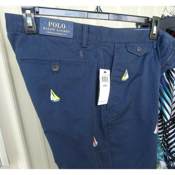 Ralph Lauren Polo Chino Stretch Straight Fit Navy Nautical Emb Sail Boat… - Picture 7 of 12
